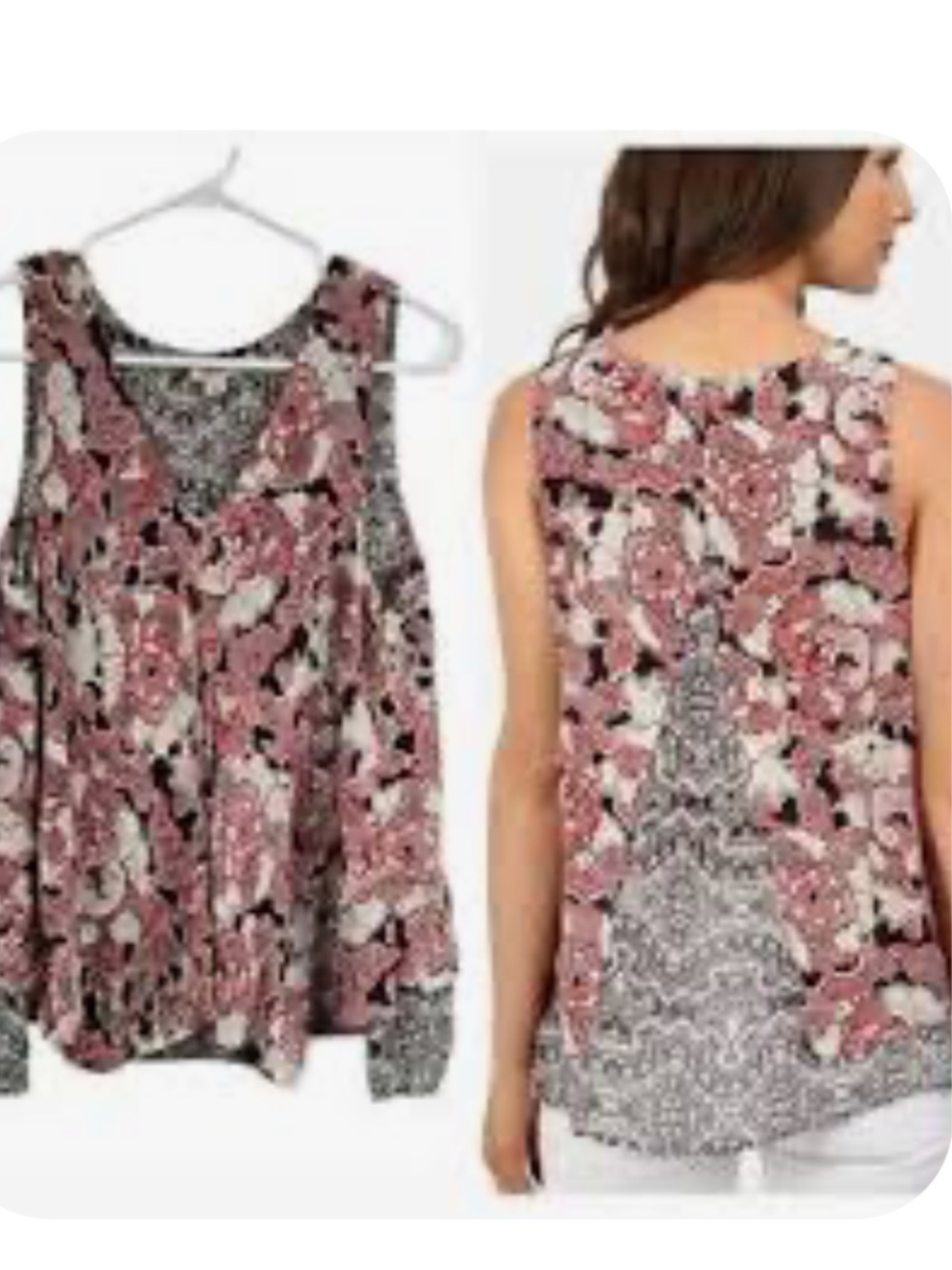 Lucky Brand Pink Floral Sleeveless Tank Top. Size Large